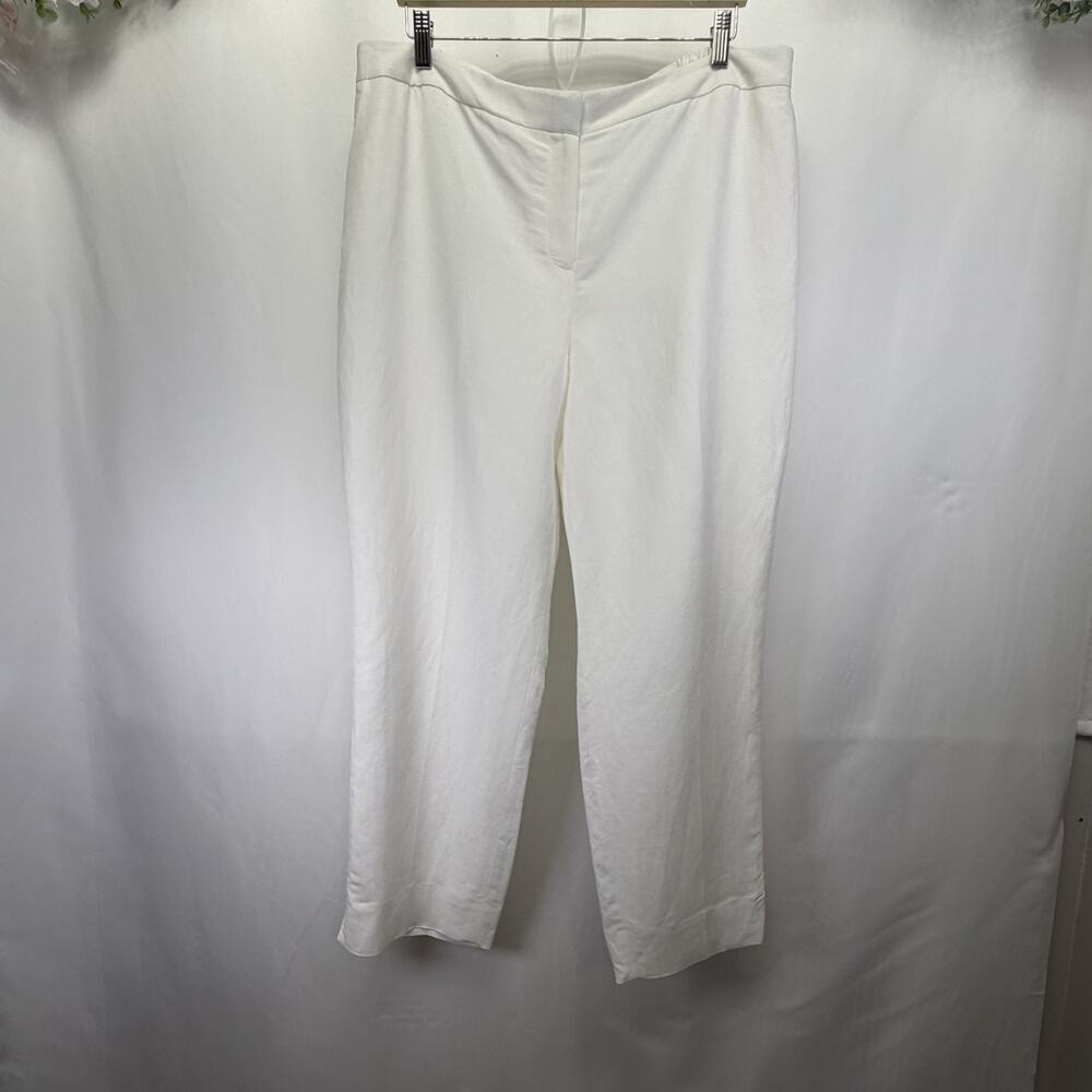 KASPER Lily White Linen Women's Pants Size 16 NWT $89.00